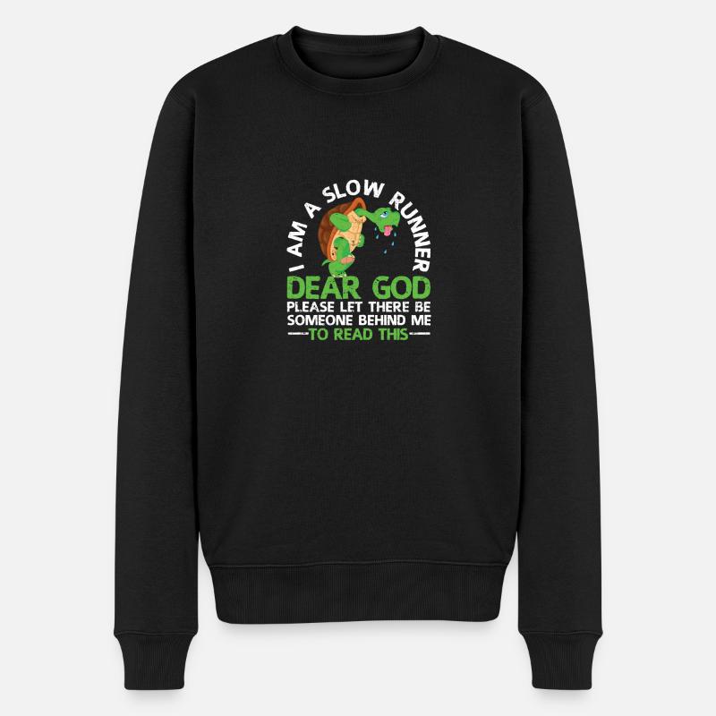 Ich bin ein langsamer Läufer Schildkröte Lustiger - Männer Premium Bio Pullover - Schwarz