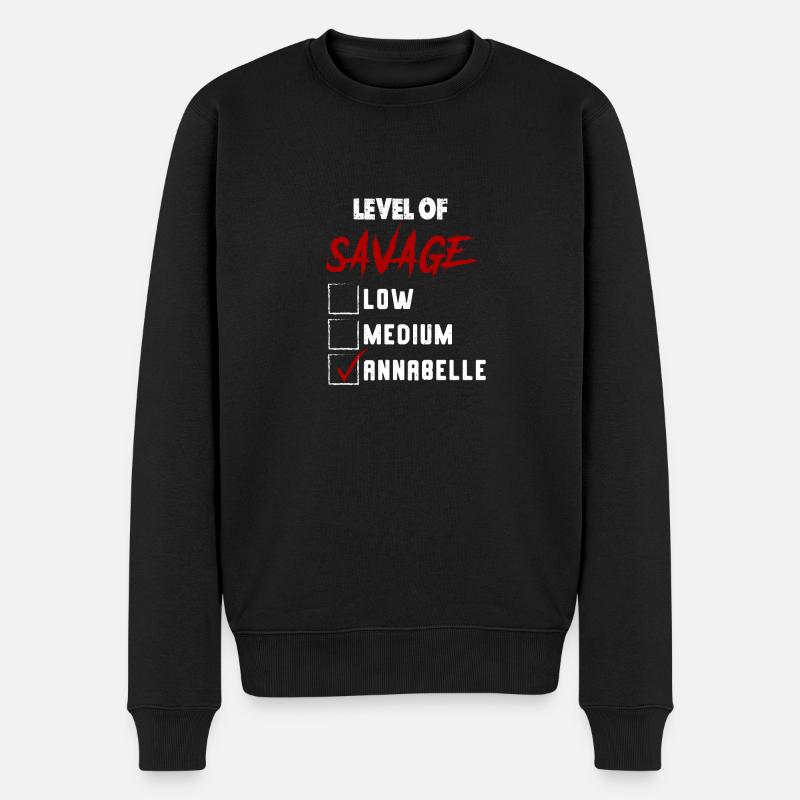 Level of Savage: ANNABELLE Checkmark Novelty Custo - Männer Premium Bio Pullover - Schwarz