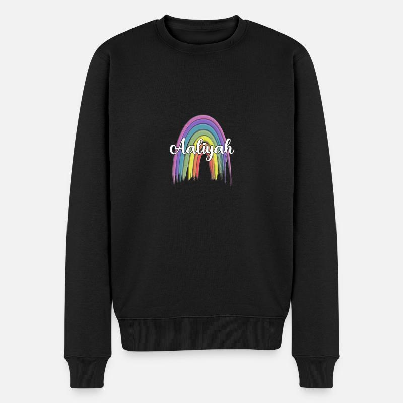 AALIYAH regnbue kursiv - Økologisk premium-sweatshirt til mænd - sort