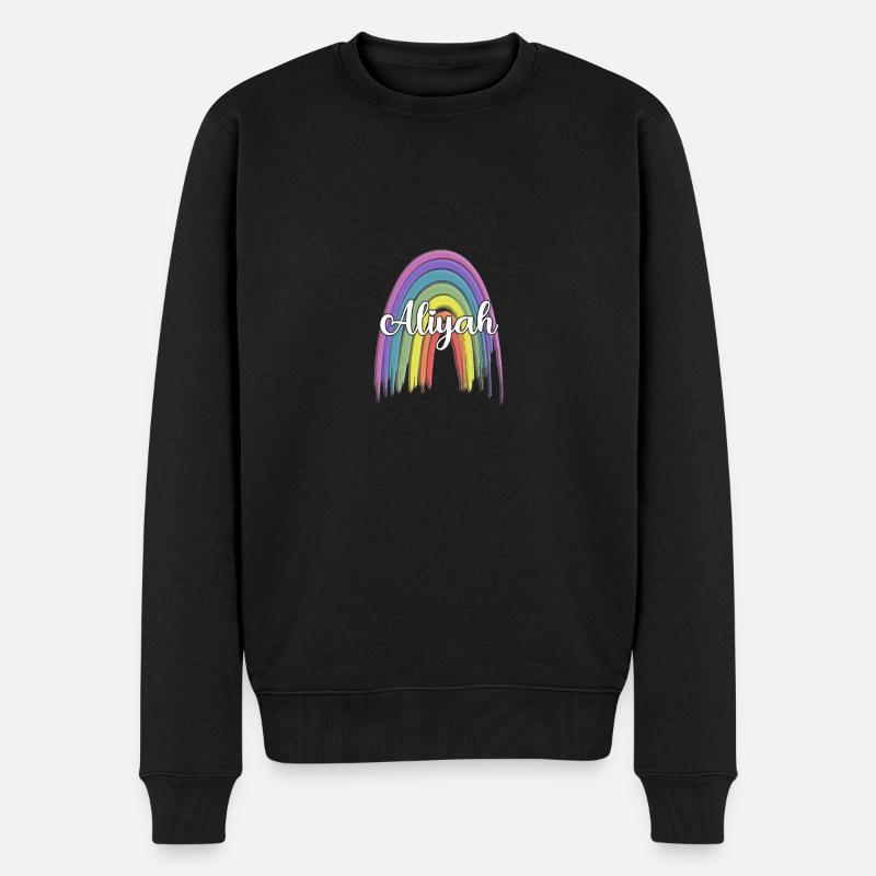 ALIYAH Rainbow Cursive - Männer Premium Bio Pullover - Schwarz