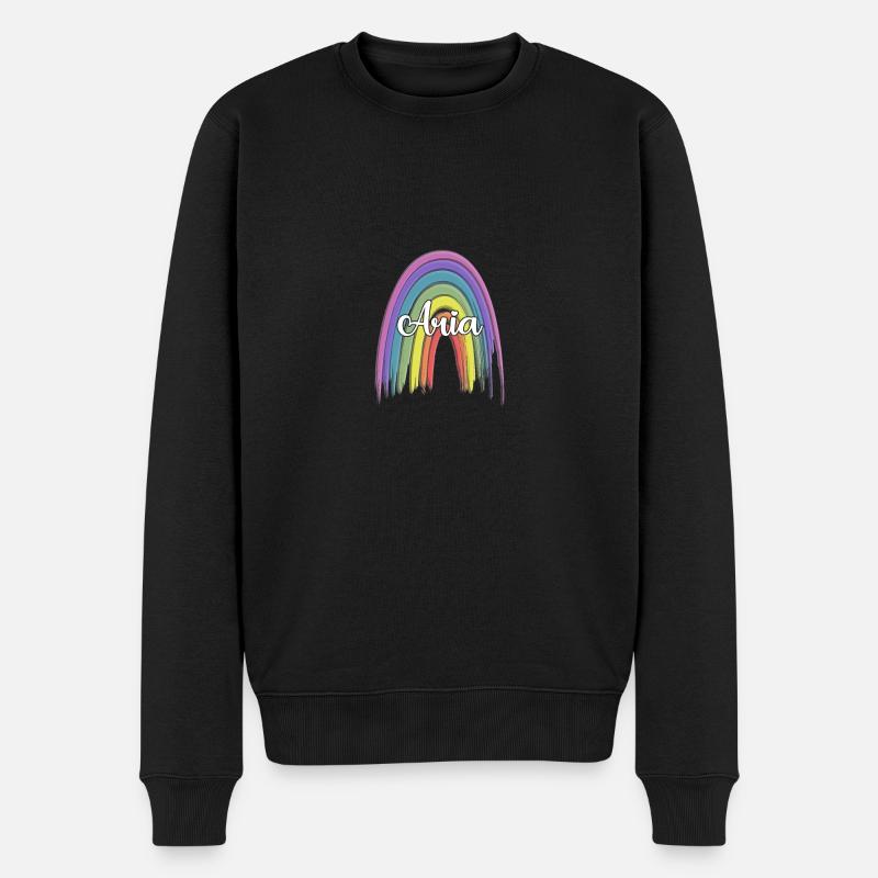 ARIA Rainbow Cursive - Pull Premium bio Homme - noir