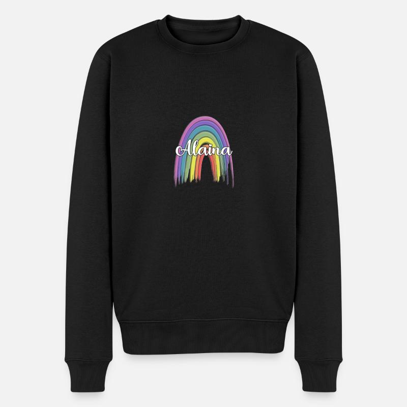 ALAINA Arc-en-ciel Cursive - Pull Premium bio Homme - noir