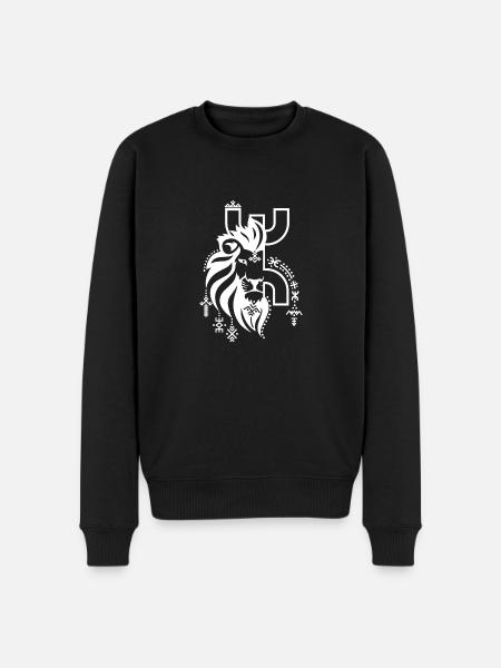 Berber tatovering med et Amazigh Lyon hoved - Økologisk premium-sweatshirt til mænd - sort