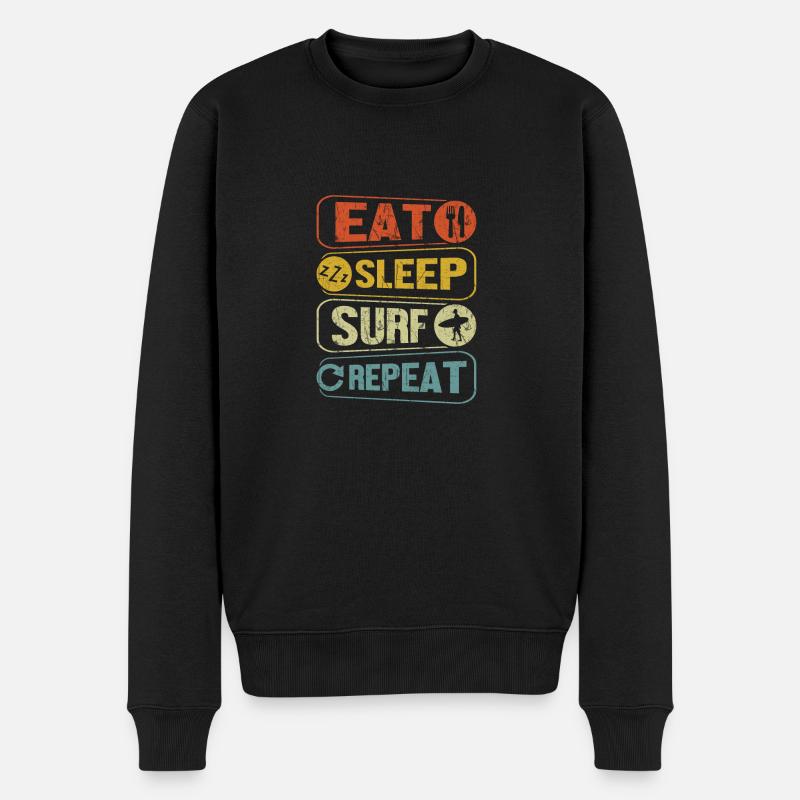Eat Sleep Surf Repeat - Männer Premium Bio Pullover - Schwarz