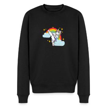 Lustige Karate Kampfsportarten Regenbogen Einhorn - Männer Premium Bio Pullover - Schwarz - Vorne - Nico (187cm)