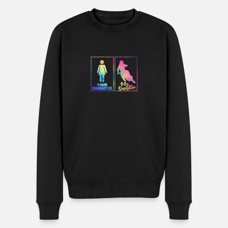 Lustiges Motocross Mama Papa Eltern Deine Tochter - Männer Premium Bio Pullover - Schwarz