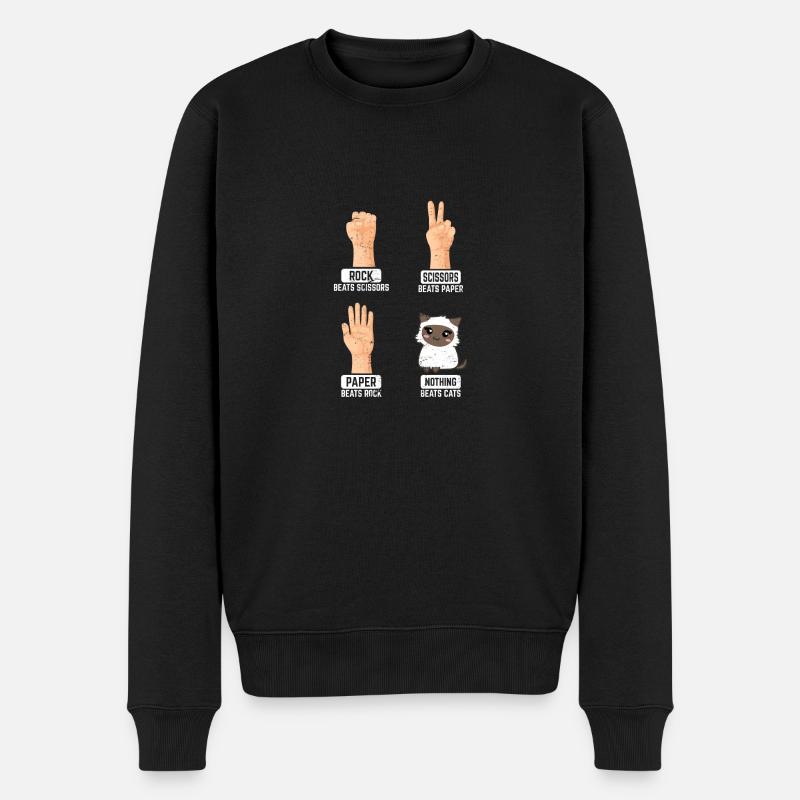 Rock Paper Scissors Cats Funny Cat Lovers Cute Cat - Männer Premium Bio Pullover - Schwarz