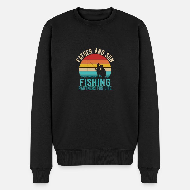 Father And Son Fishing Partners For Life Angler - Männer Premium Bio Pullover - Schwarz