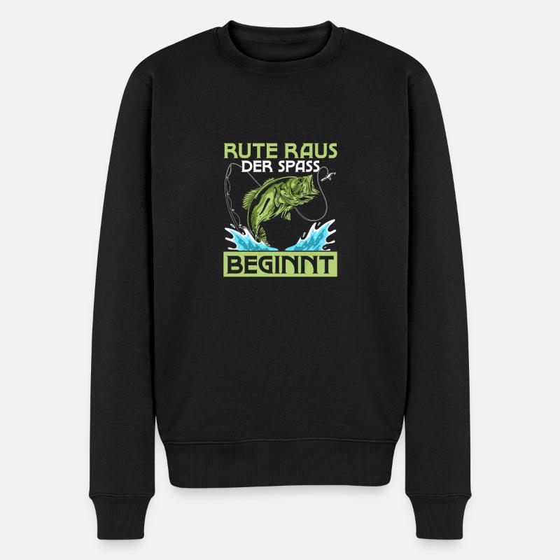 Rute raus der Spass beginnt Fischer Angler - Männer Premium Bio Pullover - Schwarz