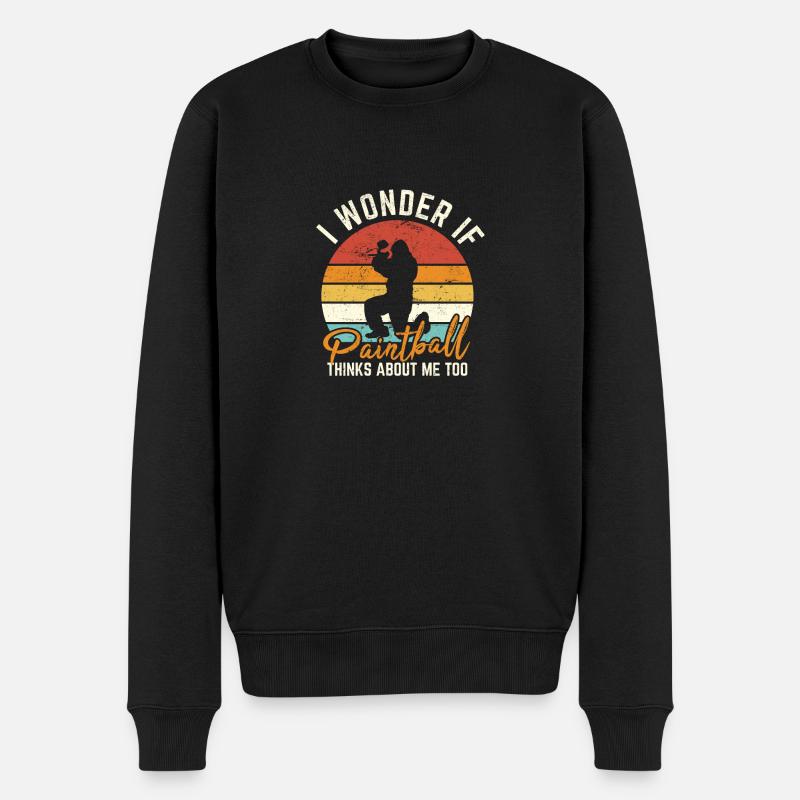 I Wonder If Paintball Thinks About Me Too Funny Pa - Männer Premium Bio Pullover - Schwarz