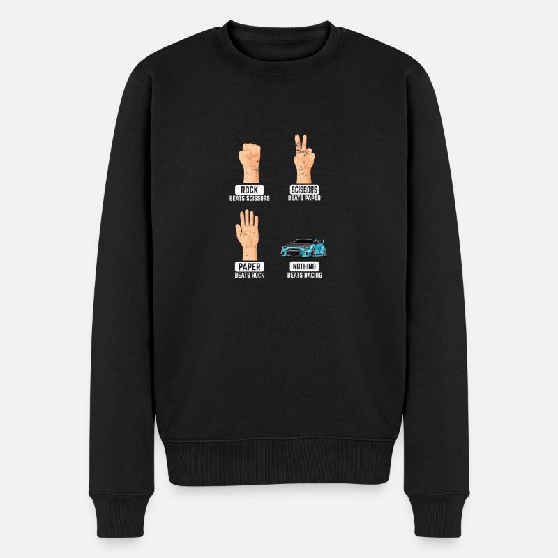 Rock Paper Scissors Nothing Beats Racing Funny Rac - Männer Premium Bio Pullover - Schwarz