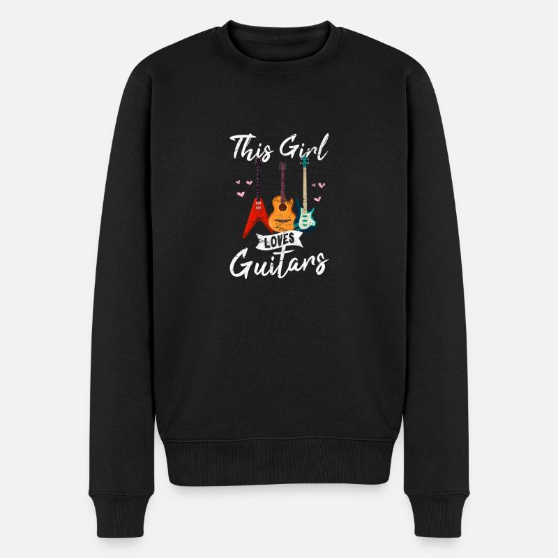 This Girl Loves Guitars Funny Guitar Player Guitar - Männer Premium Bio Pullover - Schwarz