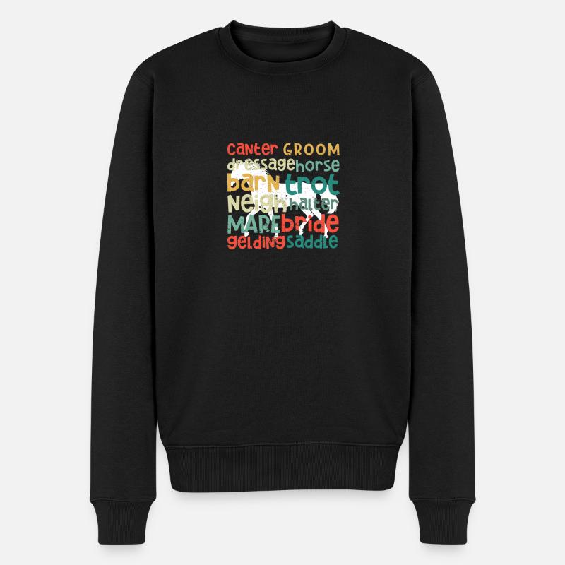 Pferd Typografie Wort Kunst Pferde Reiten Reiten - Männer Premium Bio Pullover - Schwarz