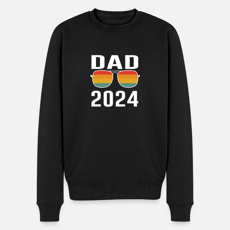 Dad 2024 Vater Papa Geschenk retro - Männer Premium Bio Pullover - Schwarz