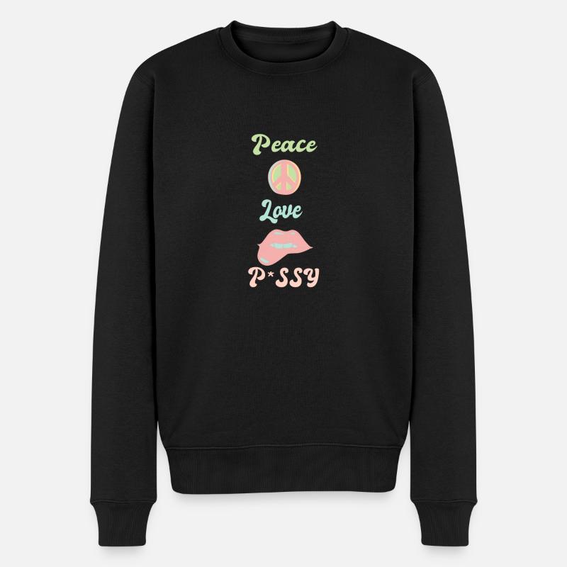 Peace Love - Männer Premium Bio Pullover - Schwarz