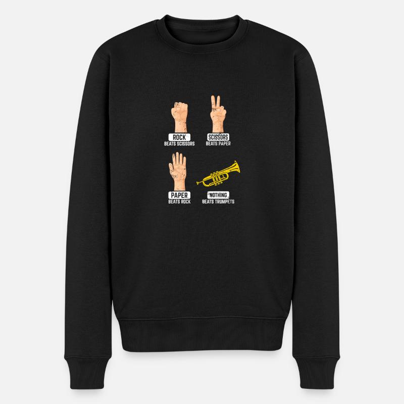 Rock Paper Scissors Nothing Beats Trumpets Trumpet - Männer Premium Bio Pullover - Schwarz