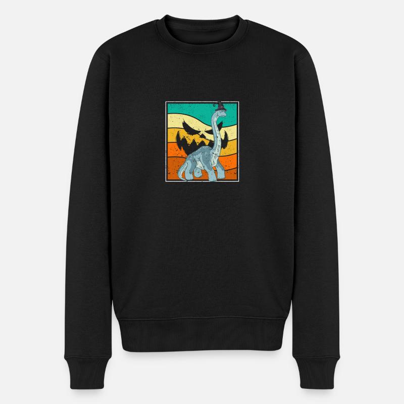 Brachiosaurus Hexe Kürbis Halloween Dinosaurier - Männer Premium Bio Pullover - Schwarz