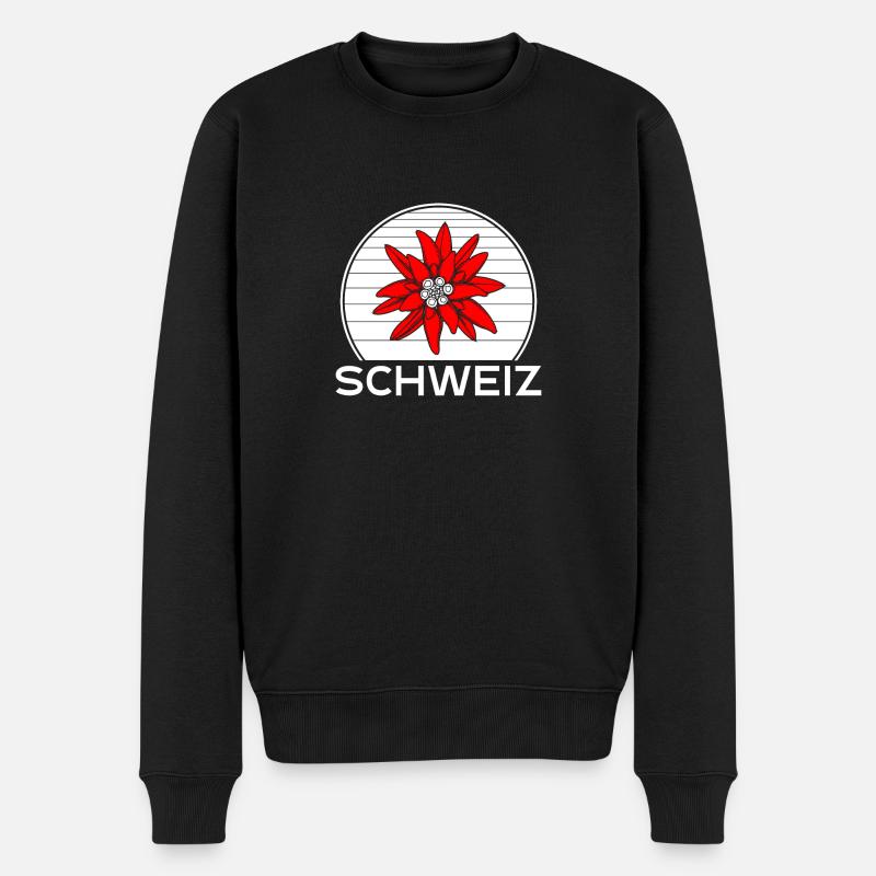 Schweizer Enzian - Männer Premium Bio Pullover - Schwarz