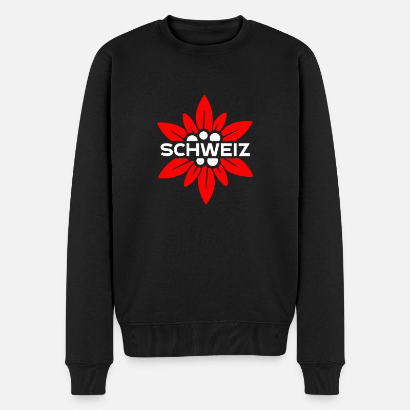 Schweizer Enzian - Männer Premium Bio Pullover - Schwarz