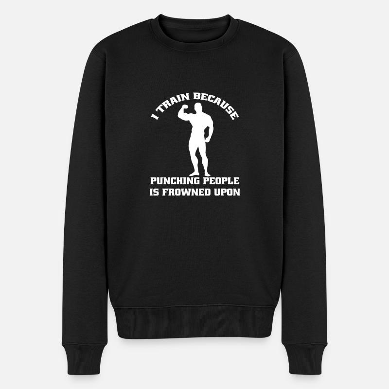 Fitness Muskel Bodybuilder Krafttraining Sportler - Männer Premium Bio Pullover - Schwarz