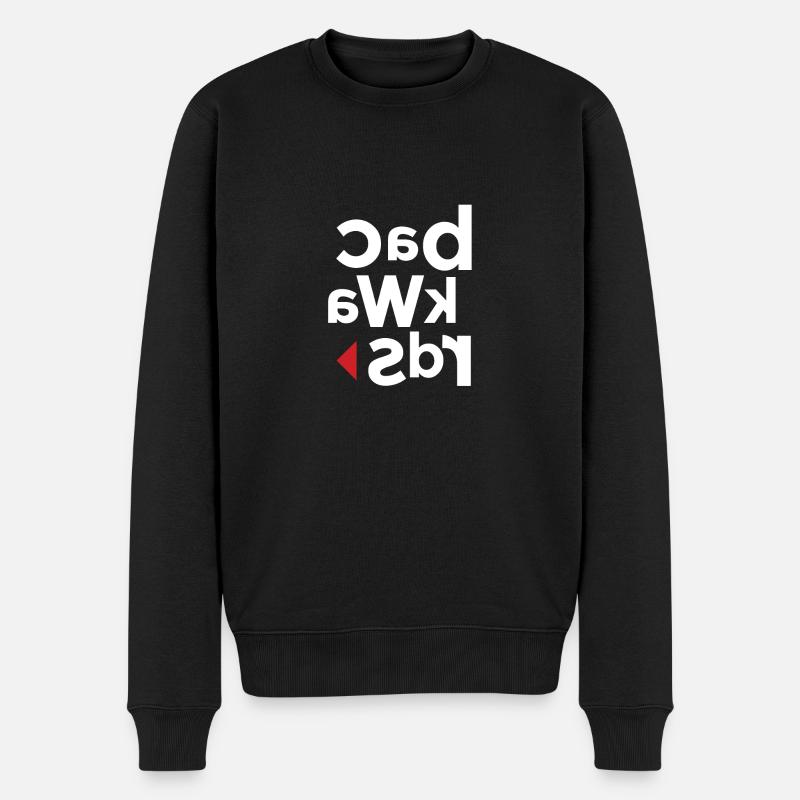 Backward - Männer Premium Bio Pullover - Schwarz
