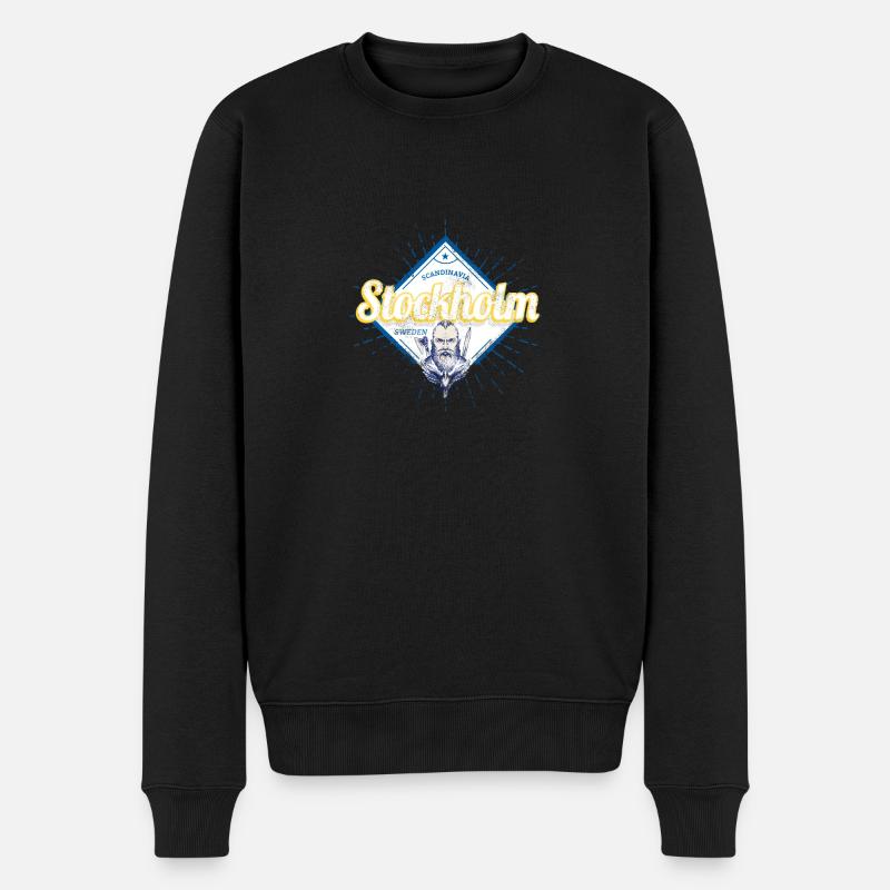 Stockholm Capitale Suède Viking Retro - Pull Premium bio Homme - noir