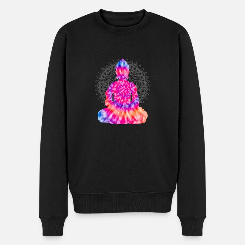 Buddha TieDye - Männer Premium Bio Pullover - Schwarz