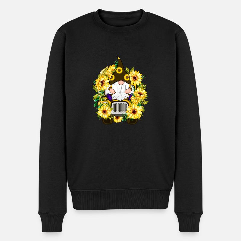 Sonnenblumen-LKW-Gnom - Männer Premium Bio Pullover - Schwarz