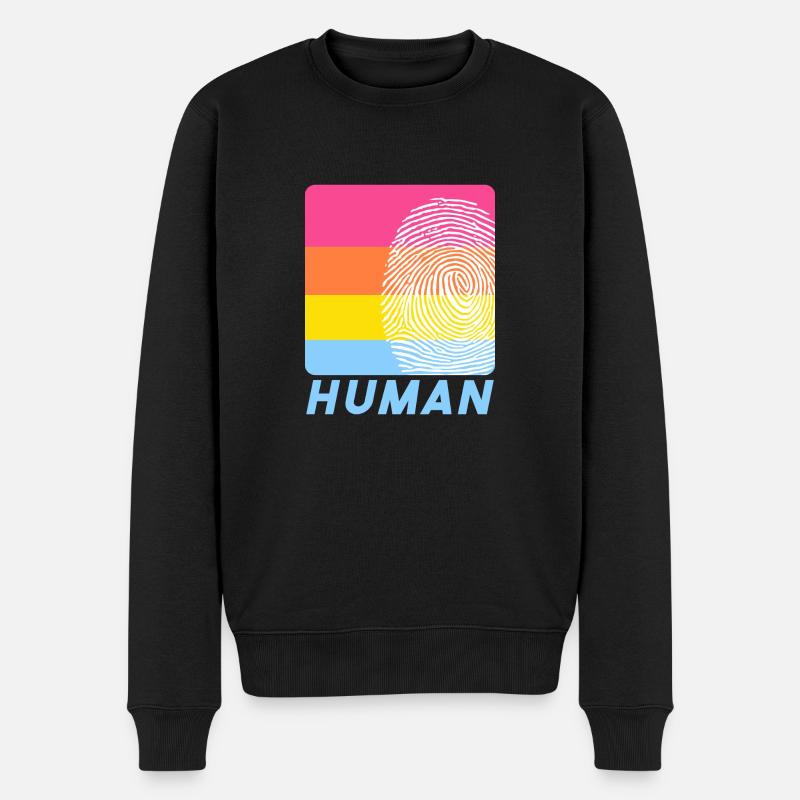 Human Fingerprint - Männer Premium Bio Pullover - Schwarz