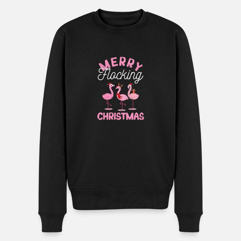 Fröhliche Beflockung Weihnachten Tropische Florida - Männer Premium Bio Pullover - Schwarz