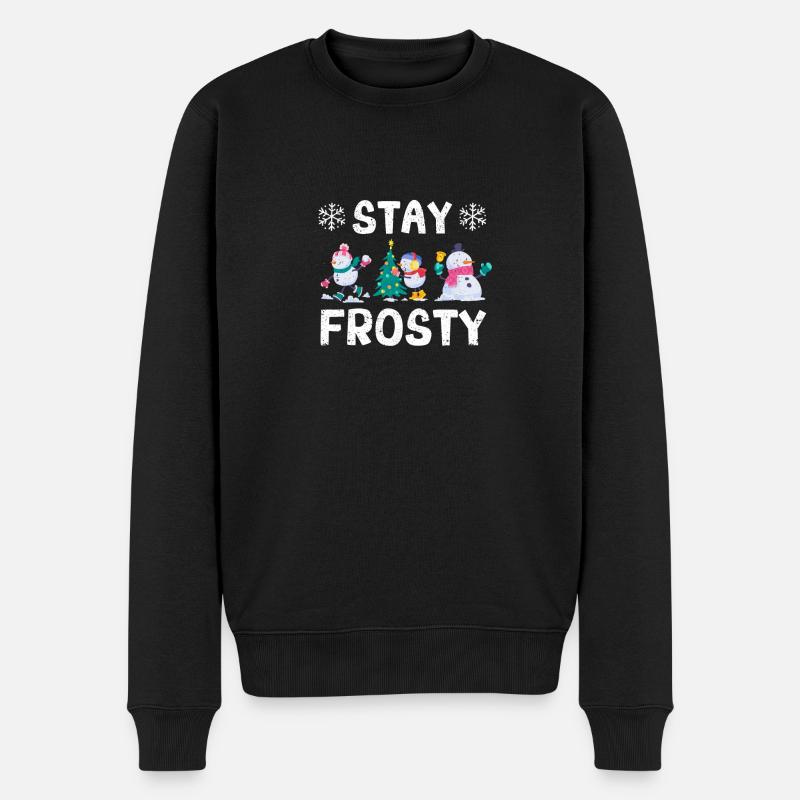 Lustiger Weihnachtspyjama Cooler Schneemann Xmas - Männer Premium Bio Pullover - Schwarz