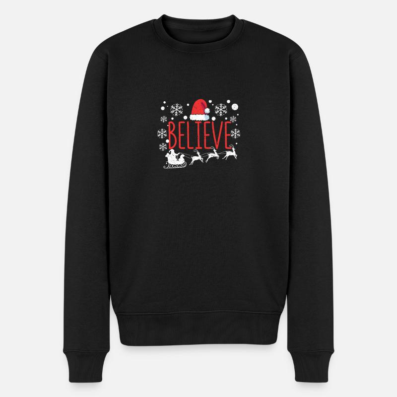 Glaube Weihnachten Weihnachtsmann Mütze Christlich - Männer Premium Bio Pullover - Schwarz