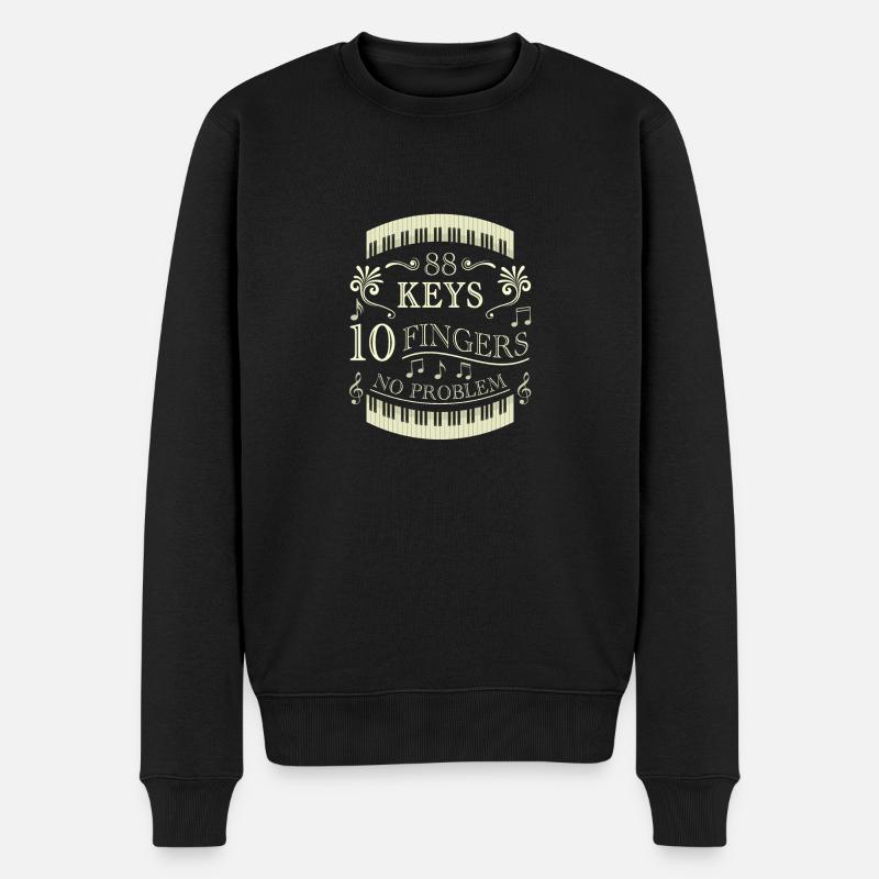 88 keys 10 fingers no problem Piano Klavier - Männer Premium Bio Pullover - Schwarz