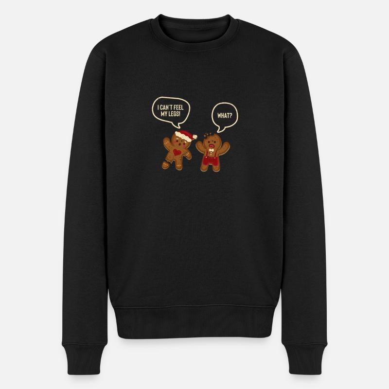 Lebkuchenmänner Weihnachtszeit Lustige Plätzchen - Männer Premium Bio Pullover - Schwarz