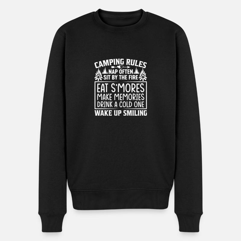 8 Camping rules - Männer Premium Bio Pullover - Schwarz