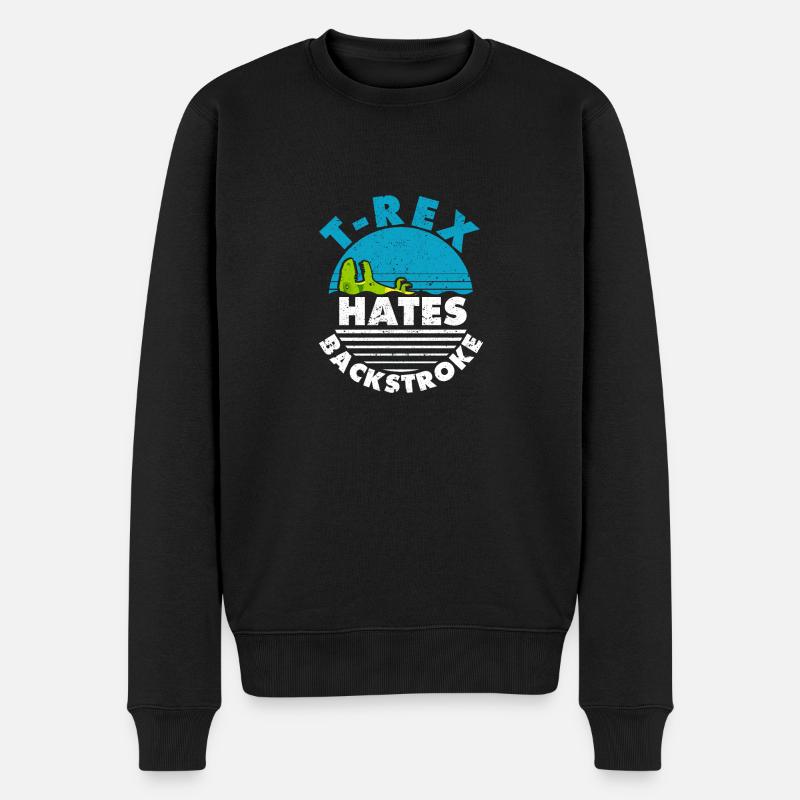 Lustiger Schwimmer Dinosaurier Schwimmen Schläge - Männer Premium Bio Pullover - Schwarz