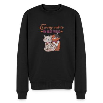 Katzenfreunde - Männer Premium Bio Pullover - Schwarz - Vorne - Nico (187cm)