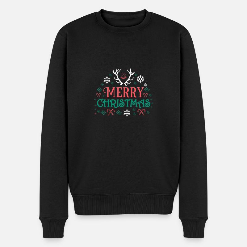 Frohe Weihnachten - Männer Premium Bio Pullover - Schwarz
