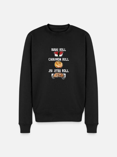 Grappige BJJ Sport Foodie Sushi Cinnamon Jiu Jitsu R - Mannen Premium Bio sweater - zwart