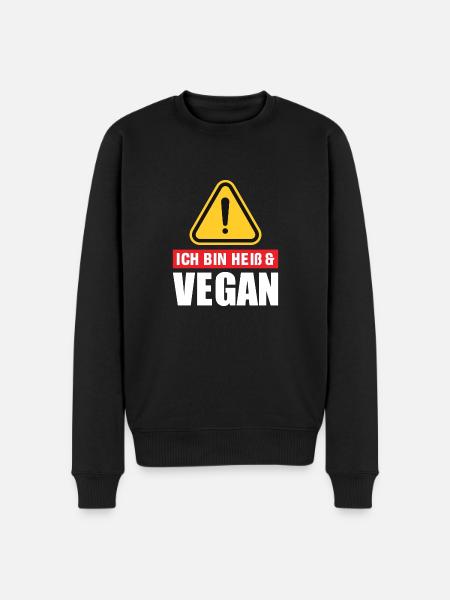 Ich bin heiß & vegan - Männer Premium Bio Pullover - Schwarz