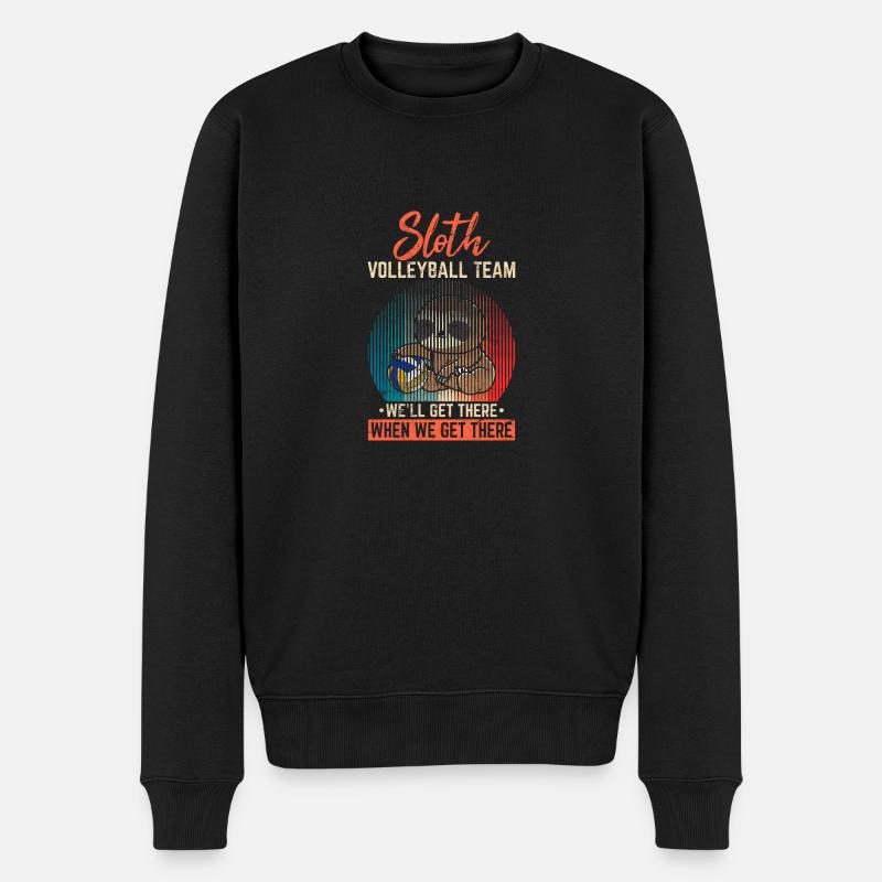 Funny Sloth Volleyball Team Volleyball Lover Volle - Männer Premium Bio Pullover - Schwarz