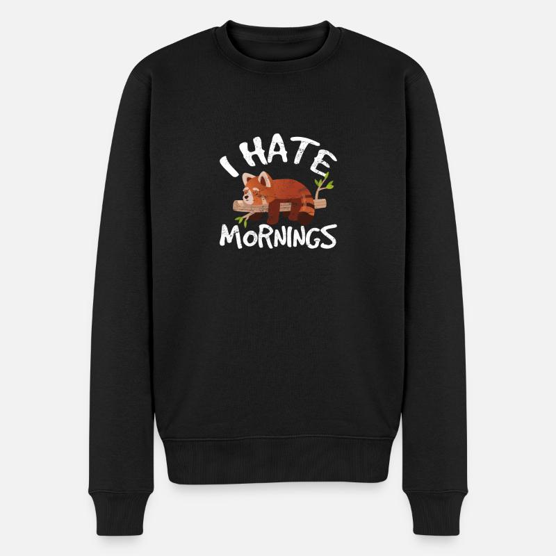Red Panda Love Cute Lazy Animal I Hate Mornings Zo - Männer Premium Bio Pullover - Schwarz