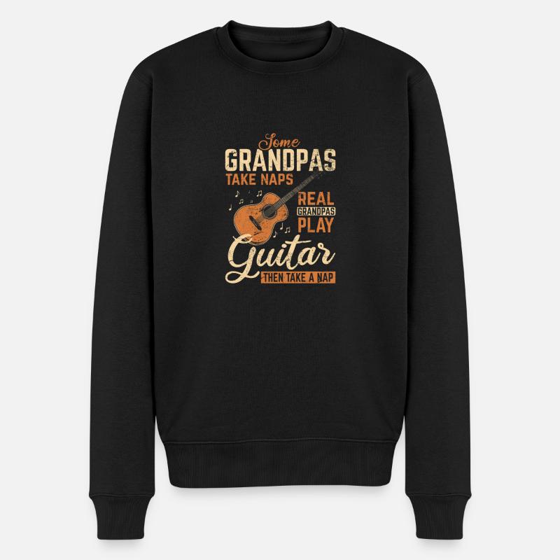 Mens Real Grandpas Play Guitar Player Guitarist Gu - Männer Premium Bio Pullover - Schwarz