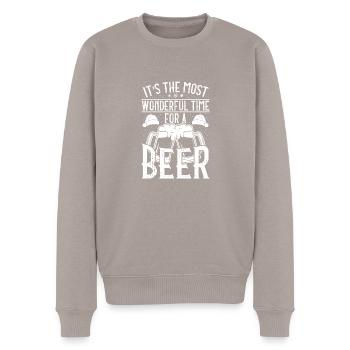 Weihnachten Bier Bierzeit Frohe Weihnachten - Männer Premium Bio Pullover - Taupe - Vorne - Nico (187cm)