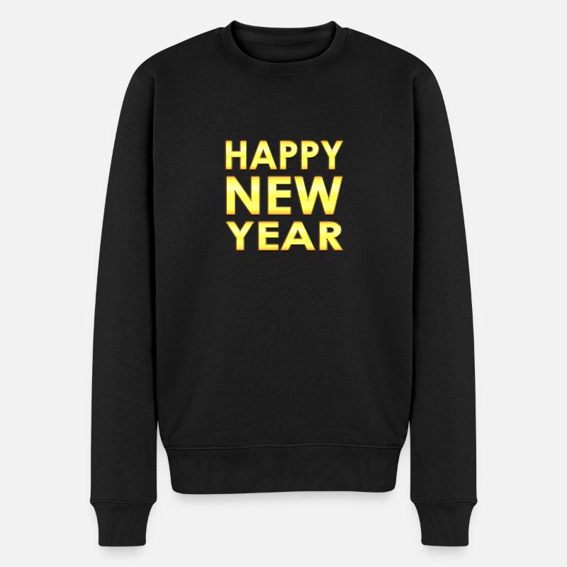 Frohes Neues Jahr - Neujahrsfeier - Männer Premium Bio Pullover - Schwarz
