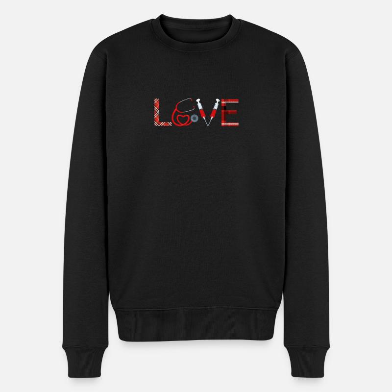 Amors Lieblingskrankenschwester Valentinstag - Männer Premium Bio Pullover - Schwarz