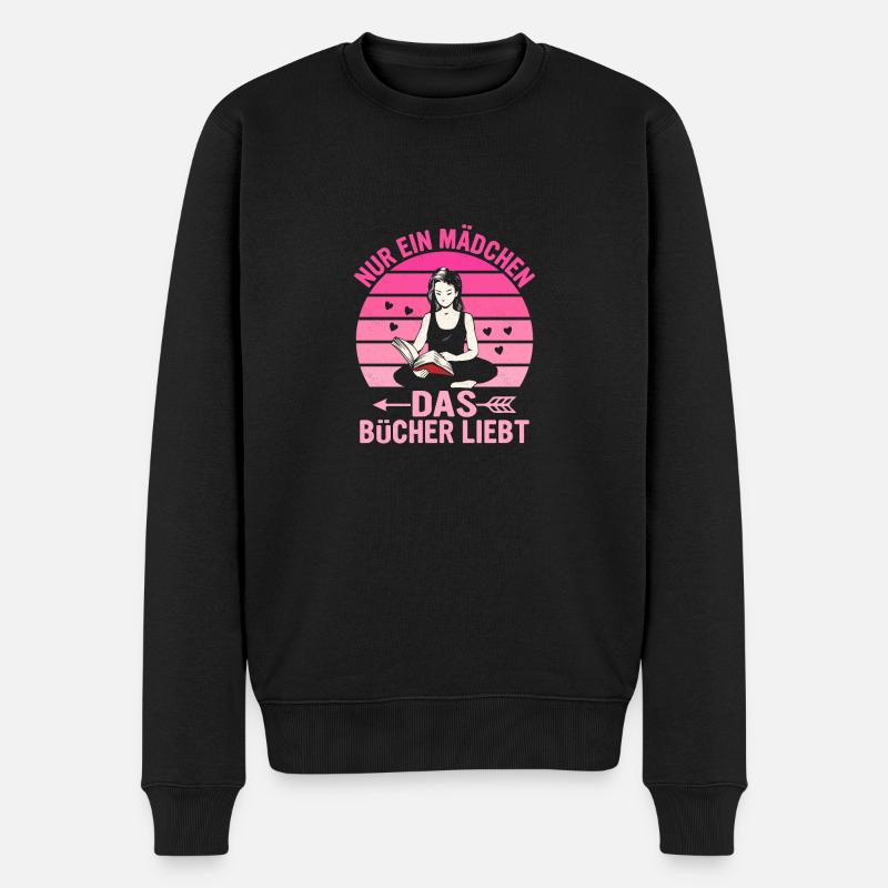 Nur ein Mädchen, das Bücher liebt Buch Lesen - Männer Premium Bio Pullover - Schwarz
