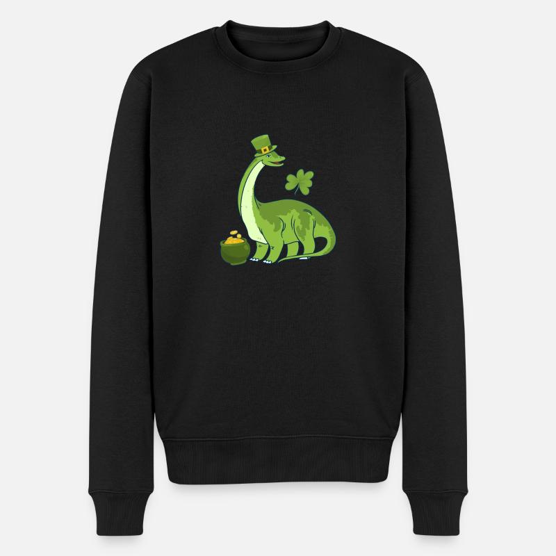 Leprechaun Dinosaur Clover Saint-Patrick - Pull Premium bio Homme - noir