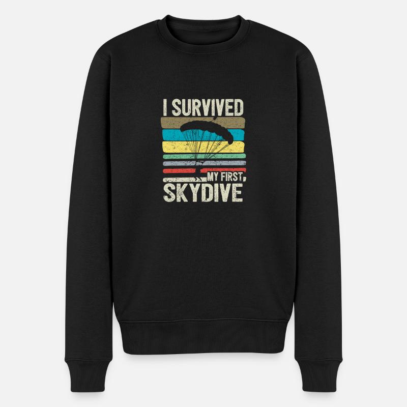 Ich habe meinen ersten Fallschirmsprung überlebt - Männer Premium Bio Pullover - Schwarz