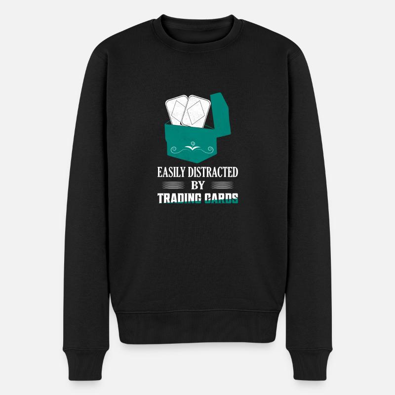 Easily Distracted By Trading Cards Card Collector - Männer Premium Bio Pullover - Schwarz